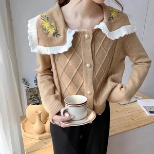 セーラーカラー刺繍カーディガン