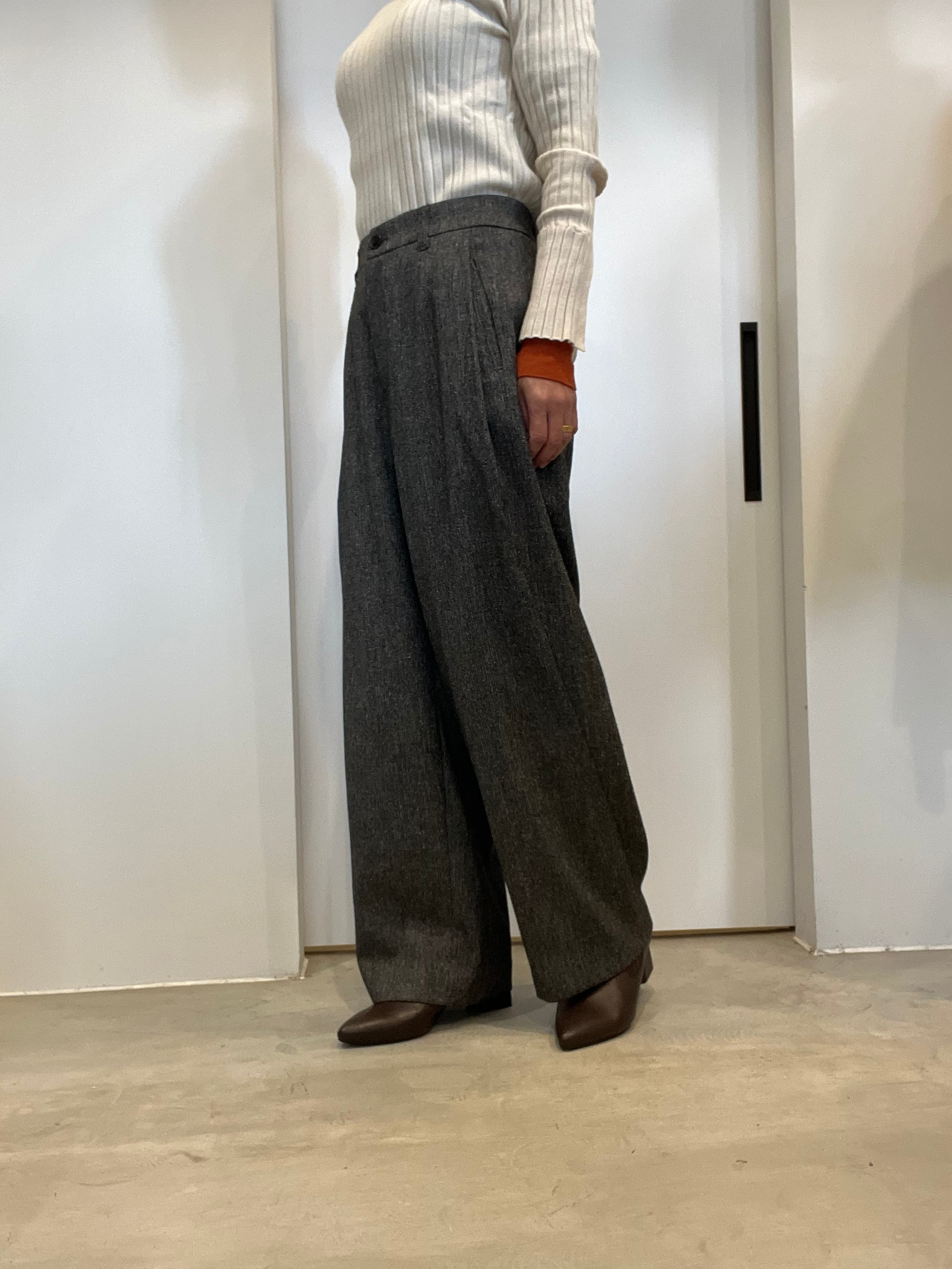 【PASSIONE】セットアップ可　杢ツイード調ツイルタックパンツ　536640