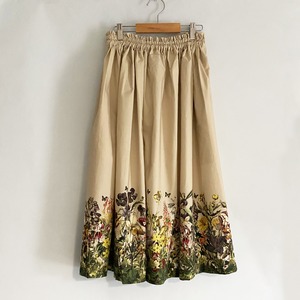 花の楽園 ボタニカル柄(生成り) ギャザースカート