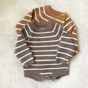 【冬作】ミニマリズムボーダーロンパース 全2色