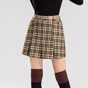チェックスカート　ブラウン　プリーツスカート