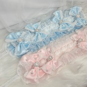 ♡【受注生産】 No.7 プリンセスリボン フリルレース こぼれるパールの宝石箱3wayヘッドドレス pink ♡