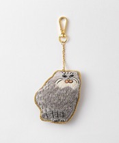 幸せをよぶ　ザリ刺繡　バッグチャーム／キーチャーム　マヌルネコ