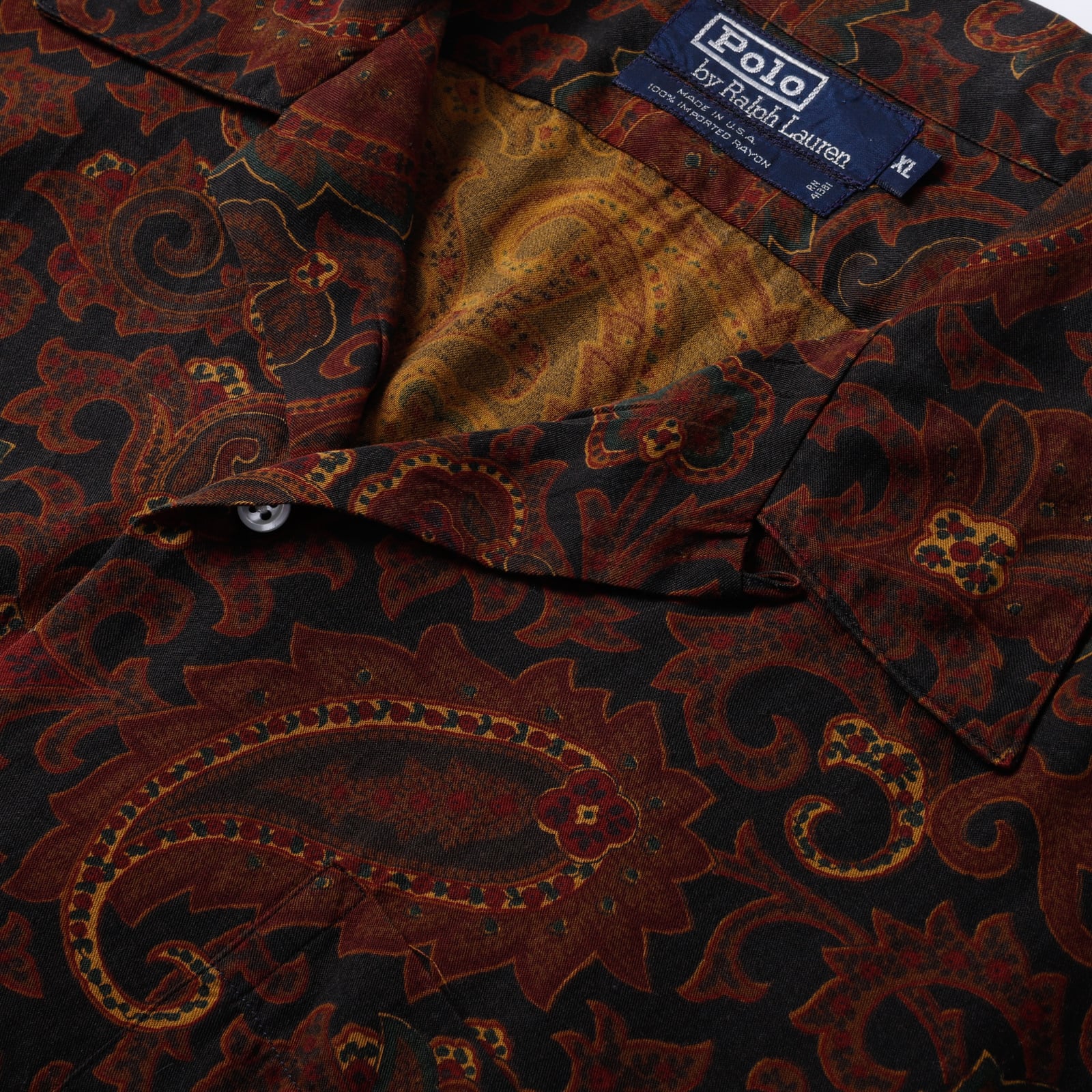 極美品】80s Ralph Lauren special rayon shirt big size L/S Paisley