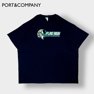 【PORT&COMPANY】3XL ビッグシルエット　FLAGSTAFF高校 バスケットボールチーム ロゴ プリント Tシャツ バックプリント 黒t 半袖 US古着