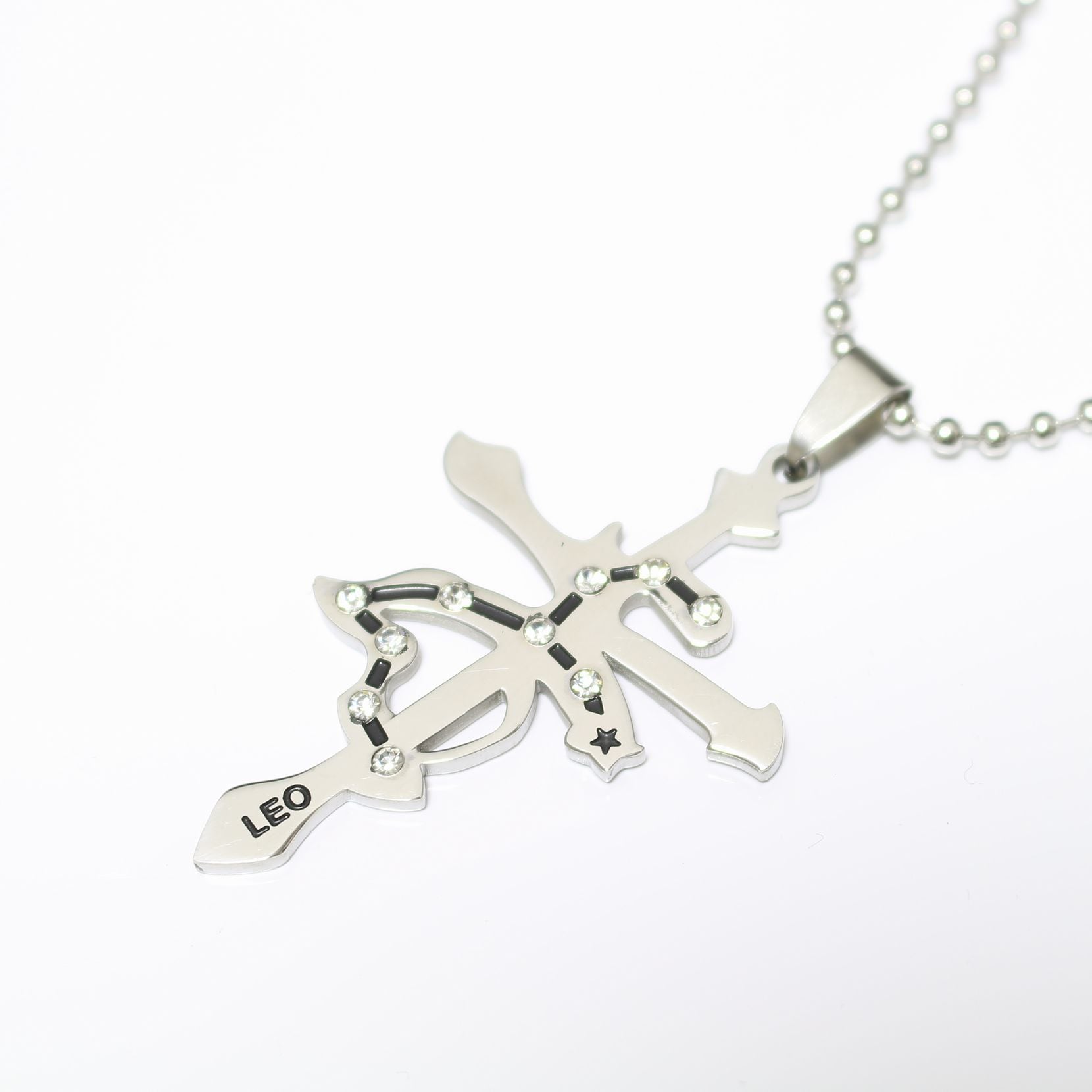 ステンレス 星座型プレートペンダント(獅子座) ※チェーン付き