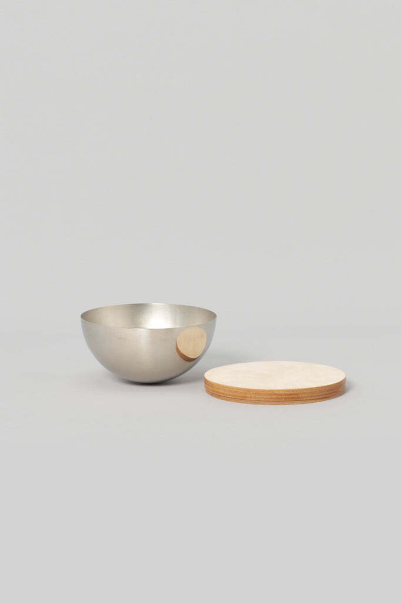 _Fot - bowl L :natural|レザー蓋付きステンレスボウル/ウッドボール付属/アロマ用オブジェ/小物入れ/日本製