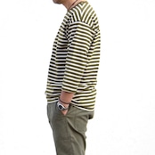 one f × 4ROOM HB Border Tee　OLIVE / NATURAL 再入荷