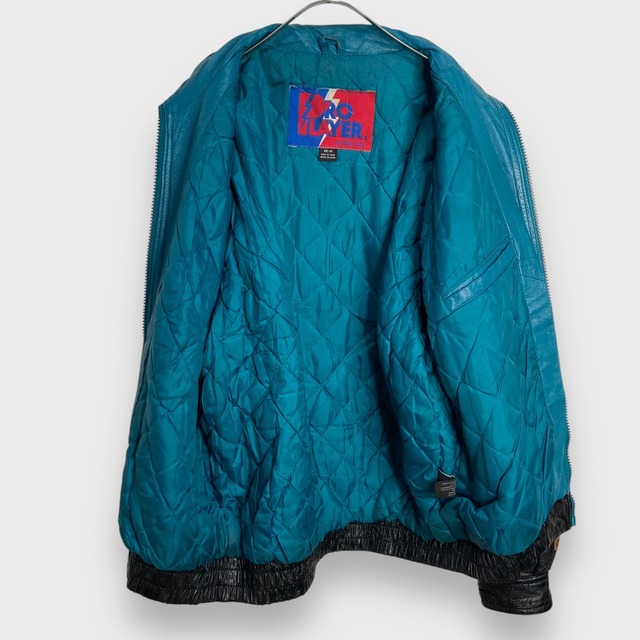 90s PROPLAYER NFL スーパーボウル　レザースタジャン　黒　M