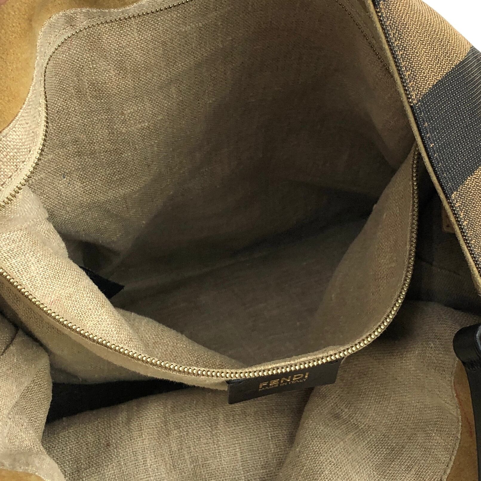 FENDI フェンディ ペカン柄 ジャガード×レザー ショルダーバッグ