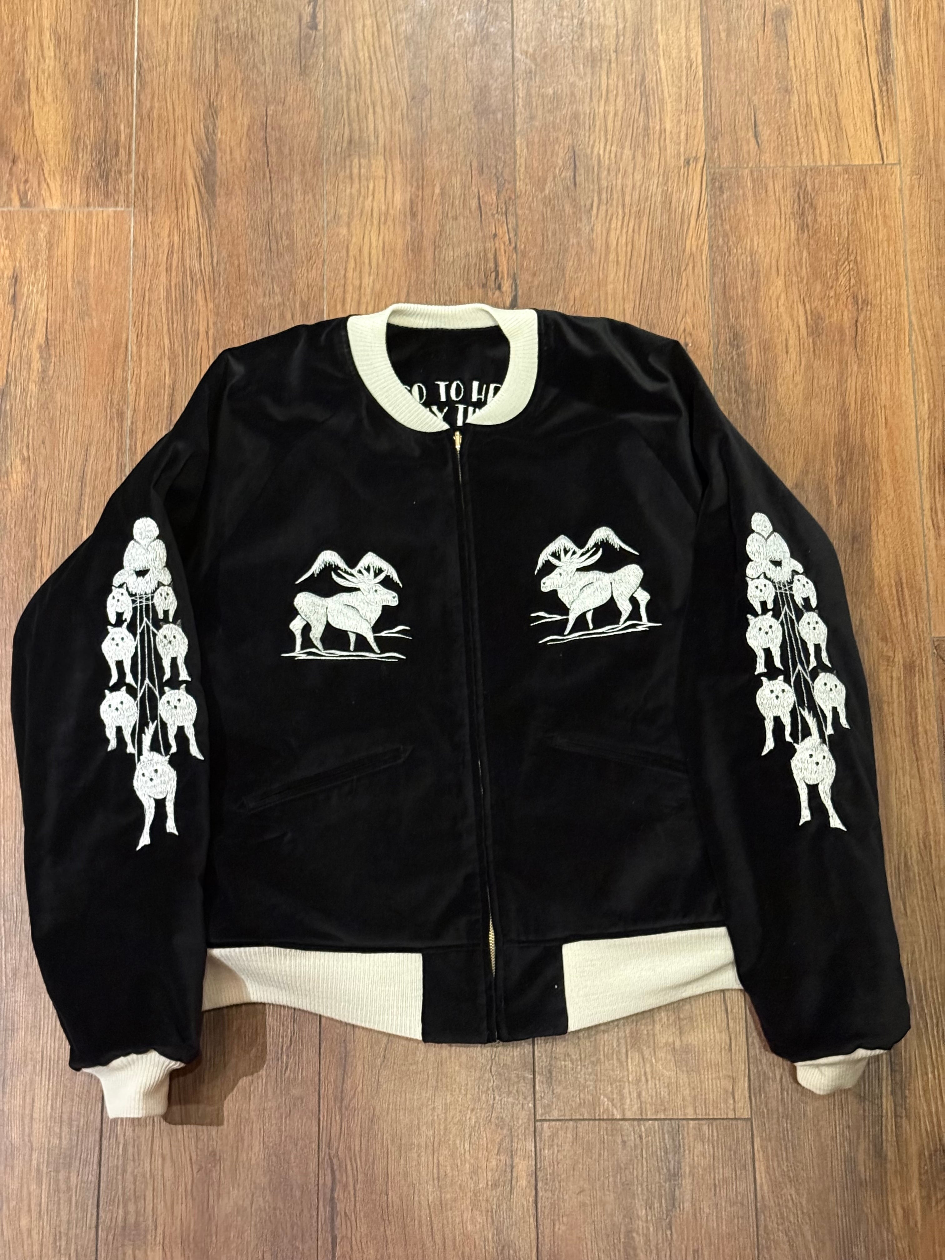 〈値段交渉可〉THREEFACE ALASKA 白熊 ジャケット ALL BLACK LIMITED THREEFACE SOUVENIR JACKET 'ALASKA' | vintage