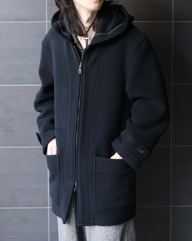 Zip-up hoodie mid-length coat
