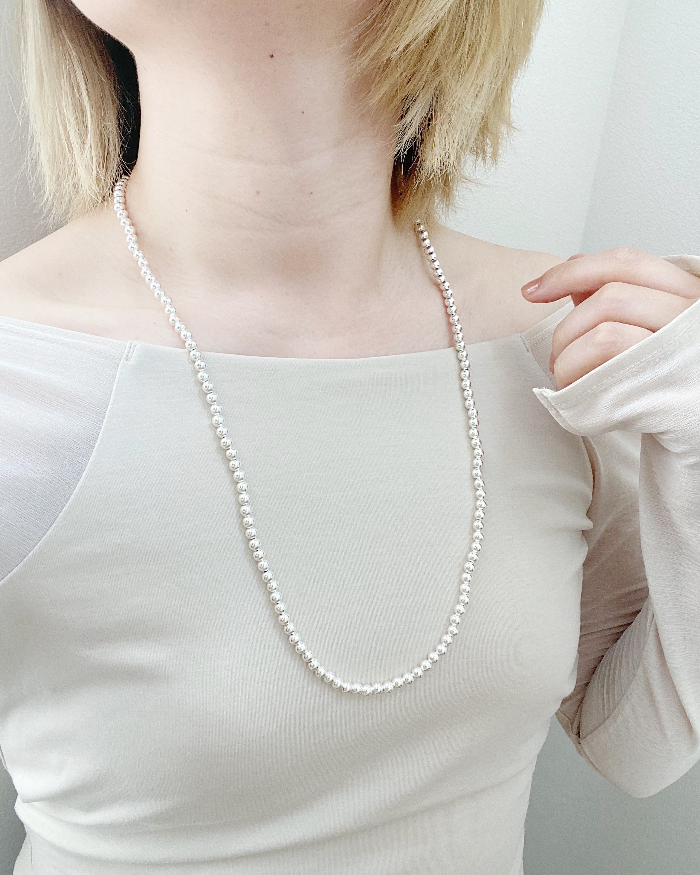 Silver long necklace