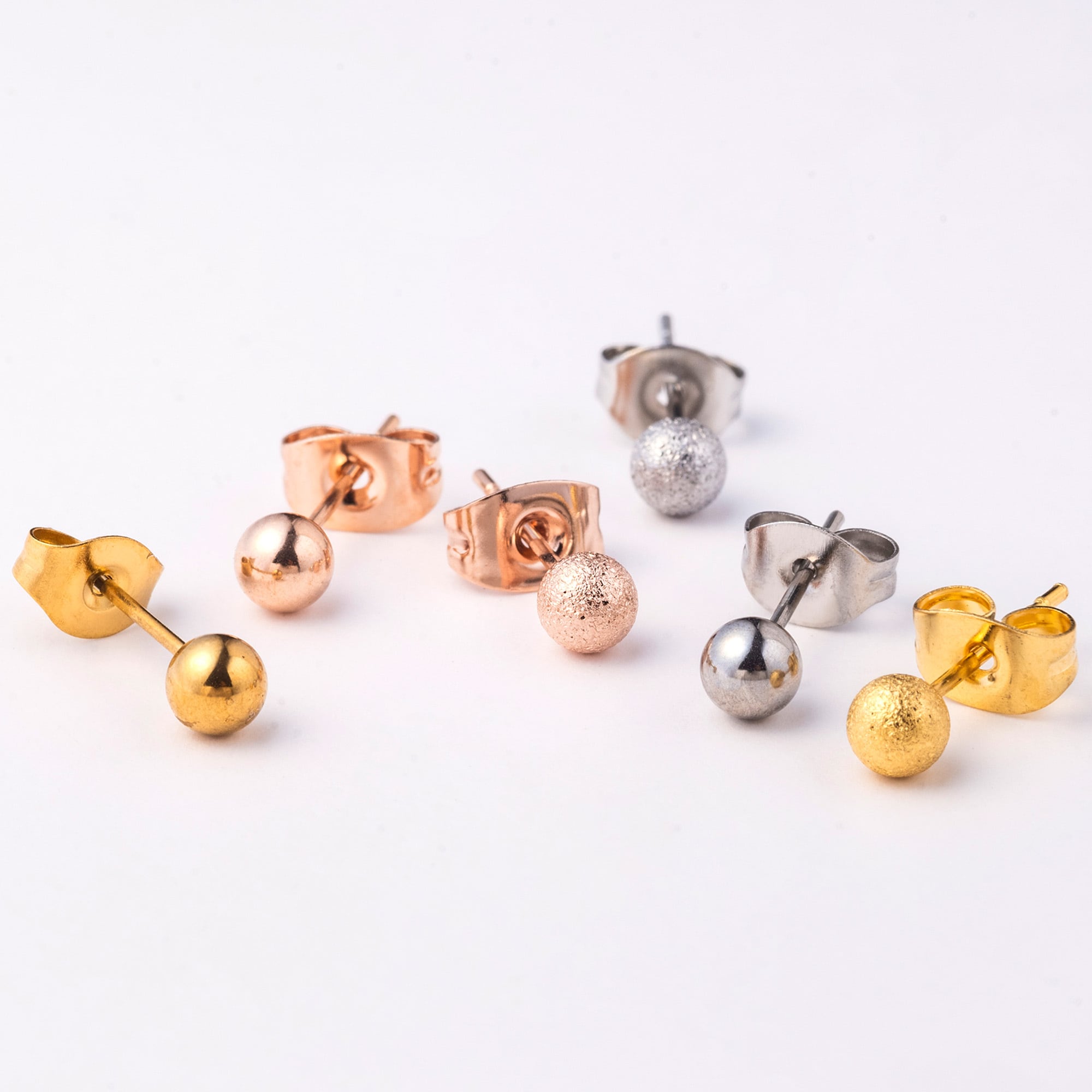 【Puente】Ball Pierced Earrings 316L silver gold pinlk A183