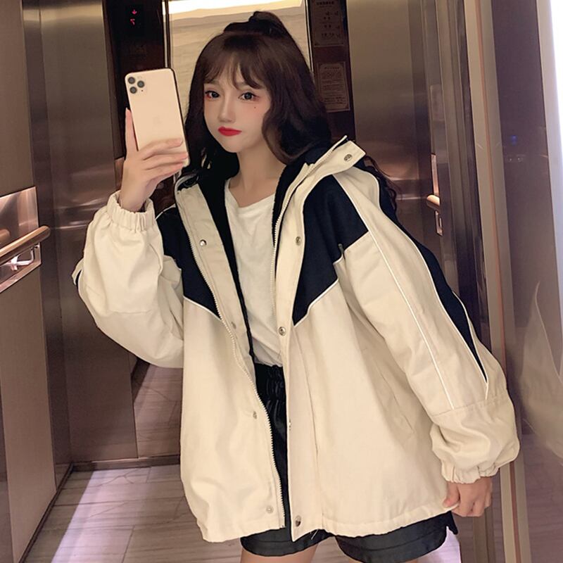 オータムウィンタージャケット ルーズフードスタイルトップス 秋物 冬物 萌量不足31725849450