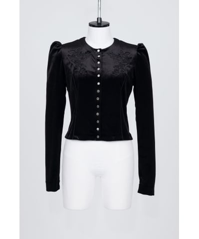 25SS】FETICO フェティコ / ROSE-EMBROIDERED VELOUR CARDIGAN