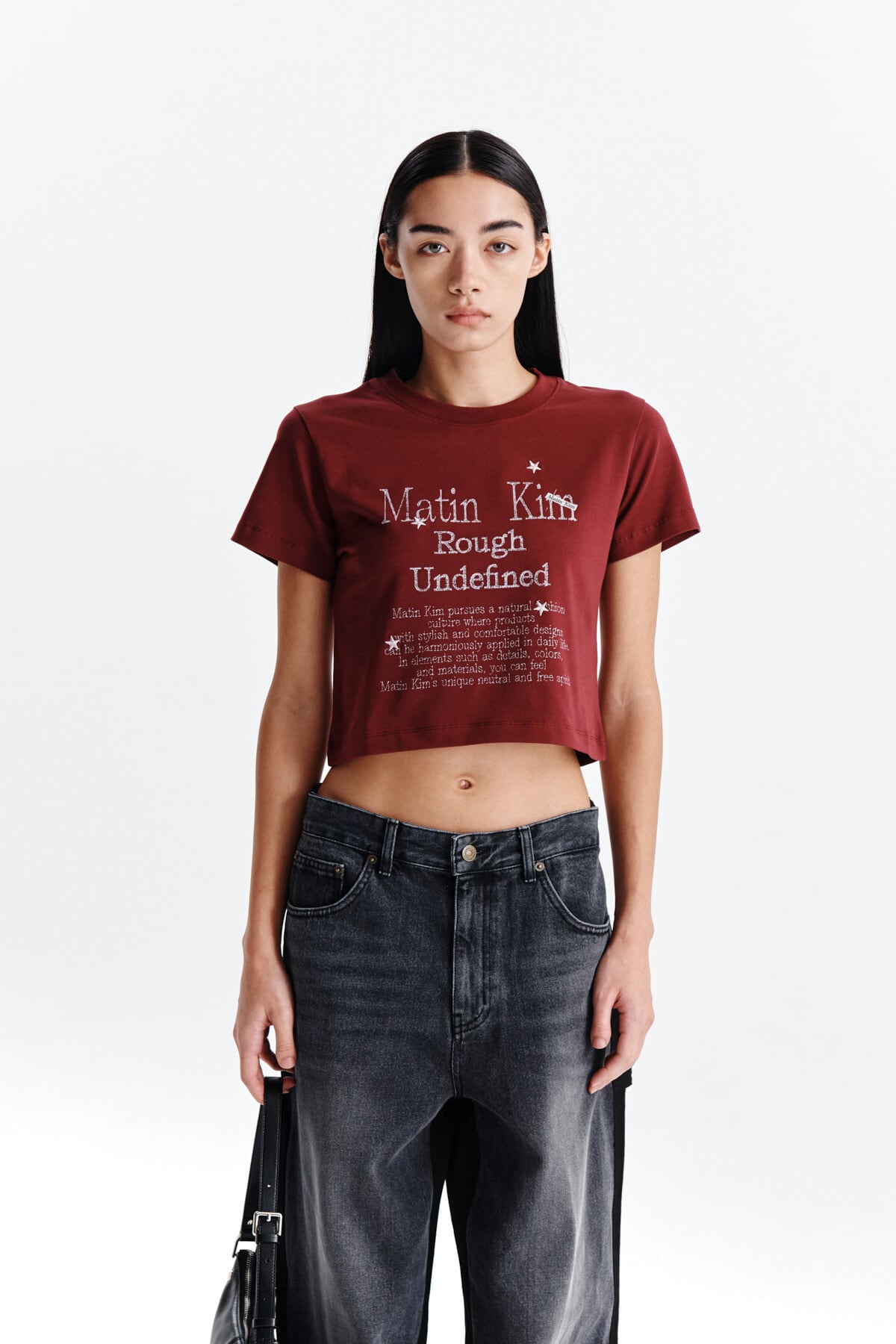 Matin Kim] PRINT MIXED CROP TOP IN BROWN 正規品 韓国ブランド 韓国