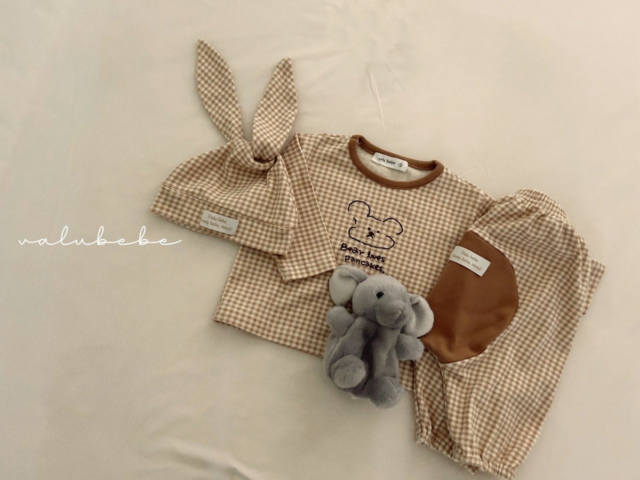 【valu bebe】格子チェックベアT beige check 60〜90cm【240201va】 - 7