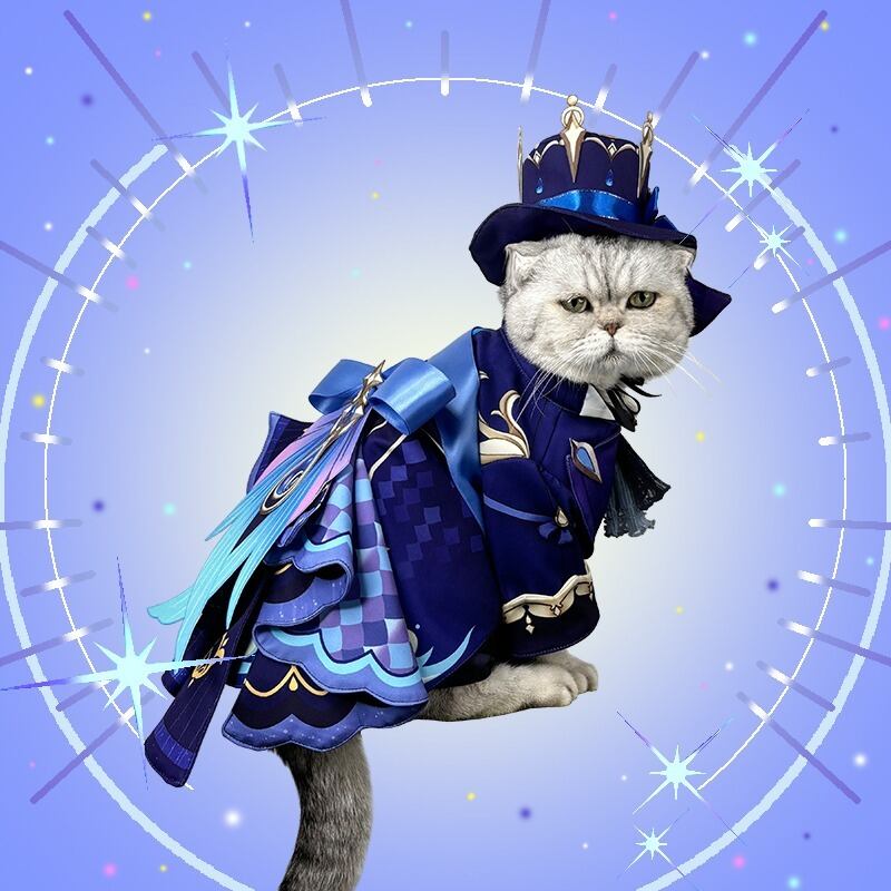 ペット用 コスプレ衣装 猫服 犬服 原神 風 フリーナ 通常衣装 ☆受注品 
