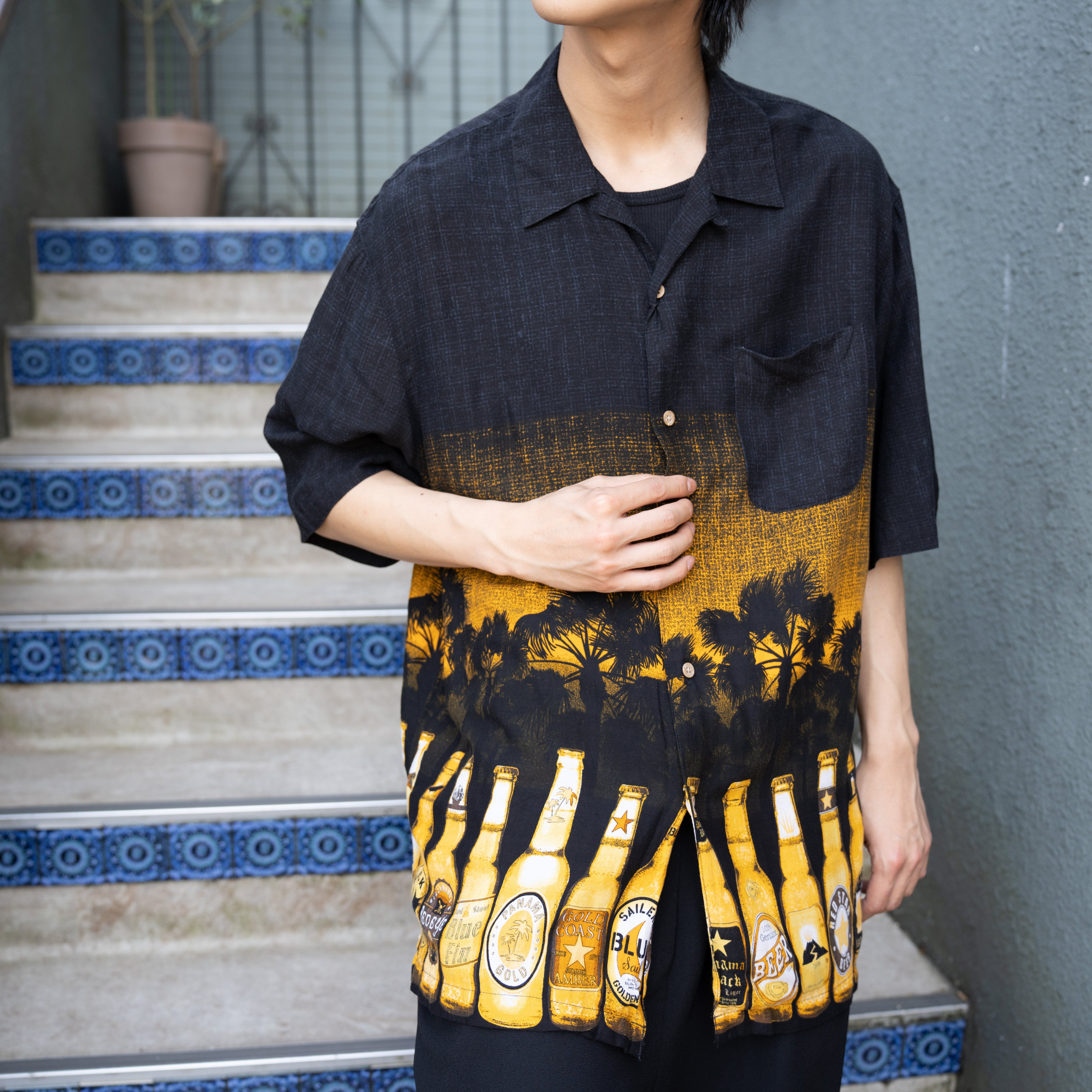 メール便対応！ USA VINTAGE アメリカビール瓶柄プリントデザイン