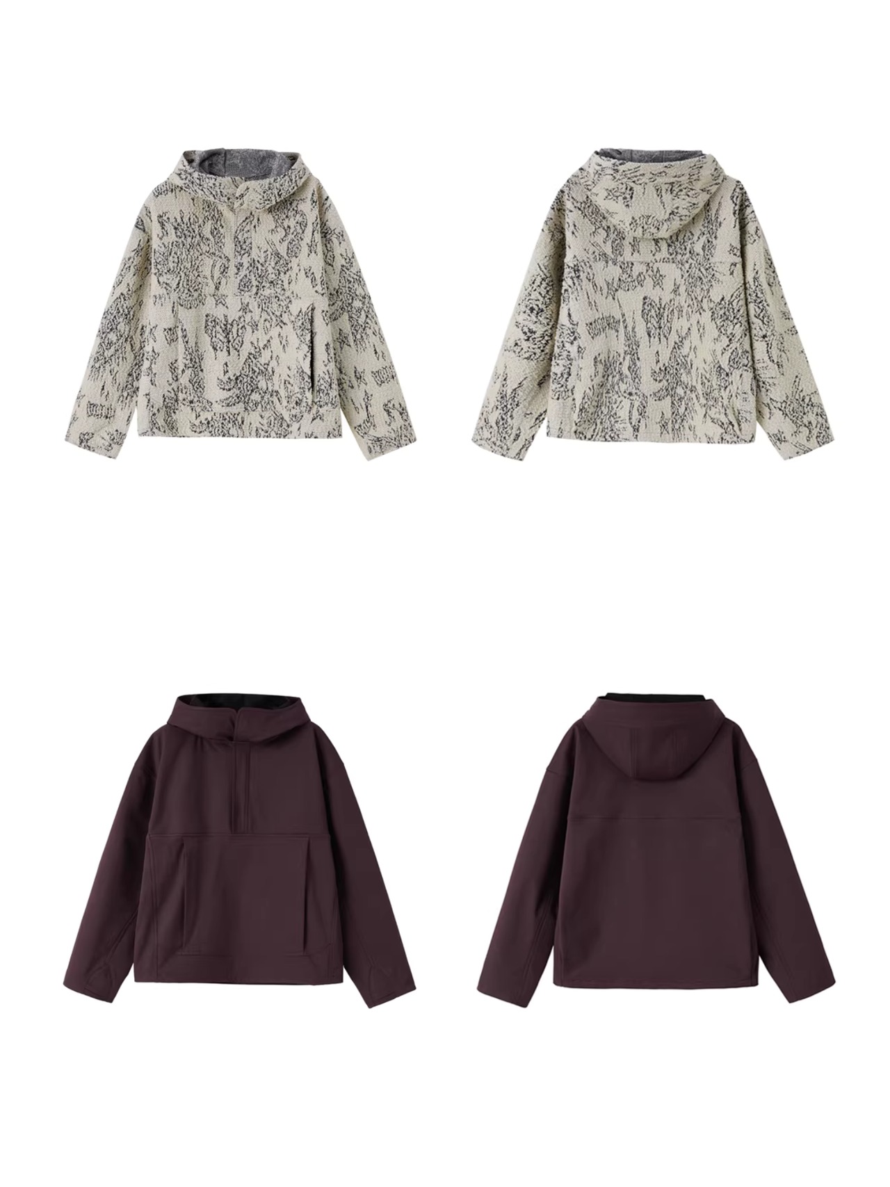 Conchoboe Pleated Half-Zip Hoodie