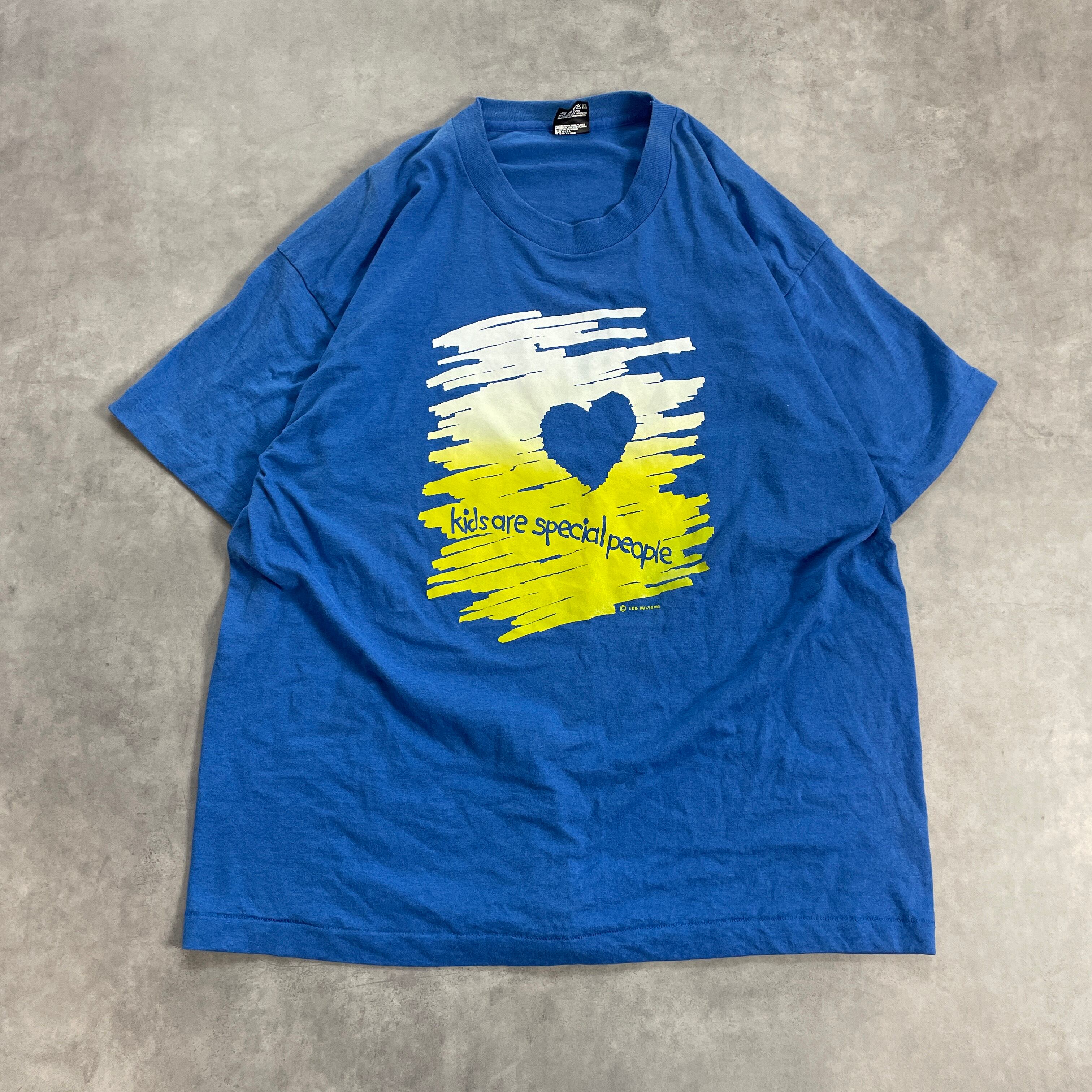 90s USA製 面良 ハート スラング 文章 vintage T-shirts