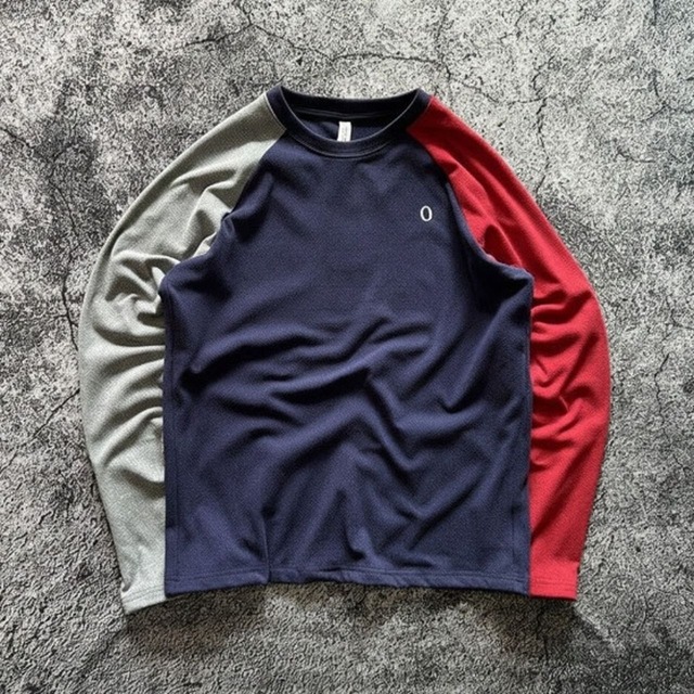 Long sleeve round neck embroidered raglan T-shirt(GV081)