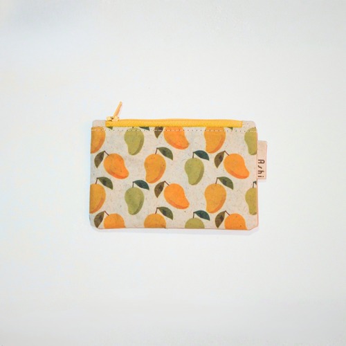 Ashi｜亜紙 Flat Pouch S＊Mango 26 フルーツ柄 紙ポーチ  バナナ ハンドメイド
