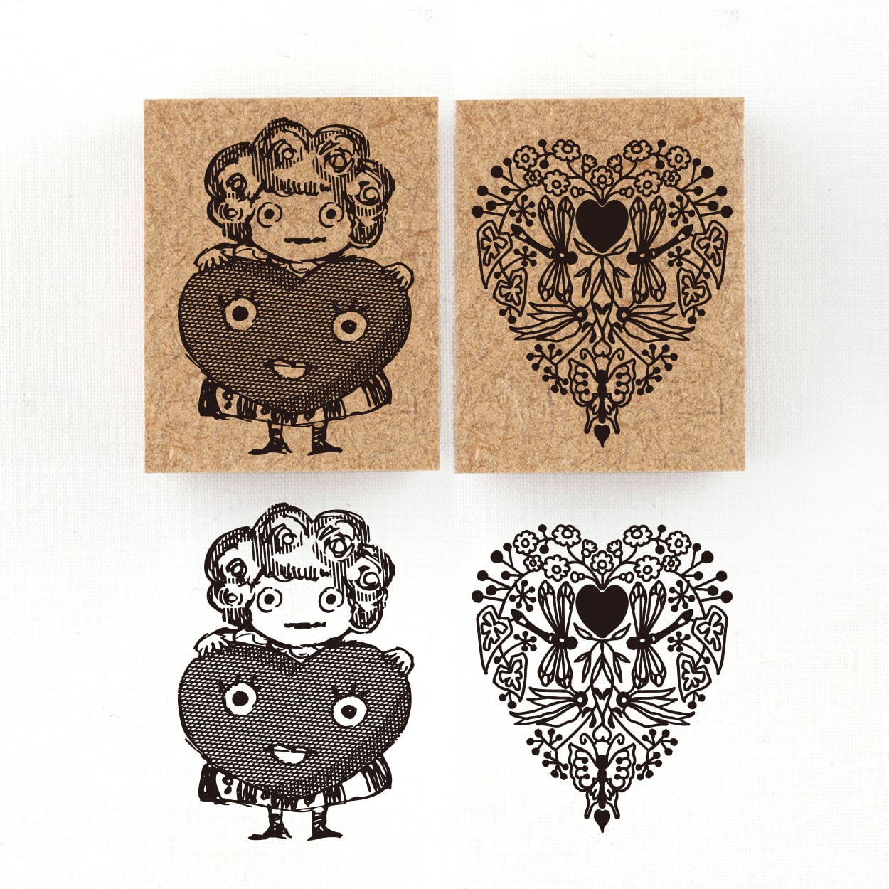 4/15 12:00~販売『ハートの精霊』物に宿る精霊オブジャニマ達のスタンプ 幸福の精霊シリーズ　26×34mm