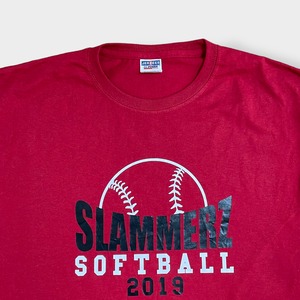【JERZEES】プリント Tシャツ ソフトボール SOFTBALL バックプリント ロゴ 半袖 L US古着