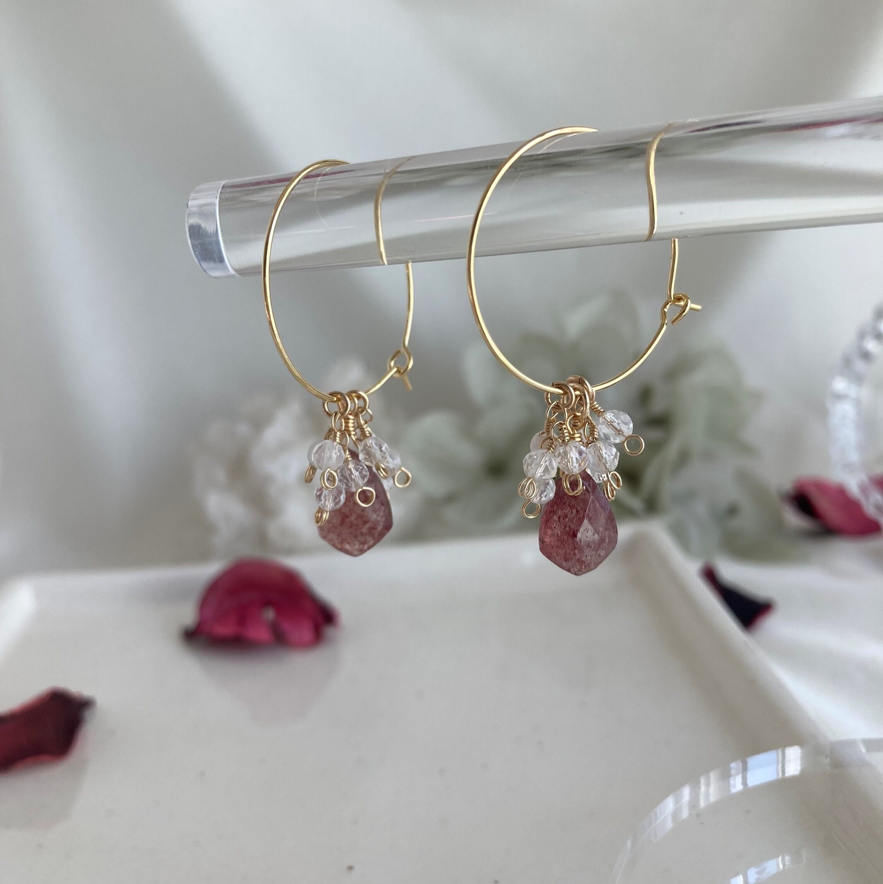 ☆ ピンクエピドート 14kgf フープピアス