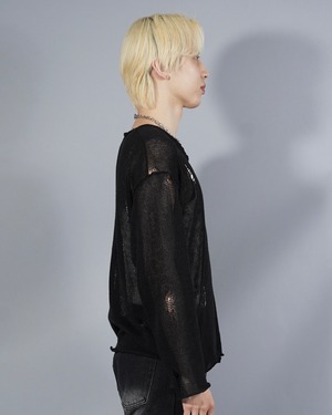 【ALUDE SELECT】damage loose sheer knit