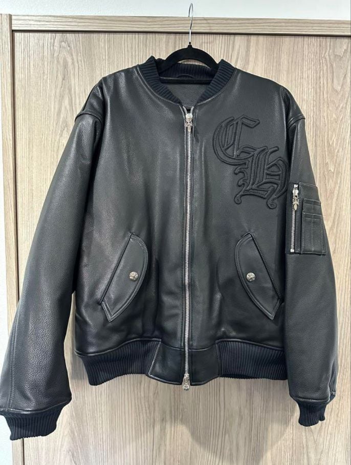 CHROME HEARTS クロムハーツ 黒 レザー ジャケット C H刺繍 | chromehearts
