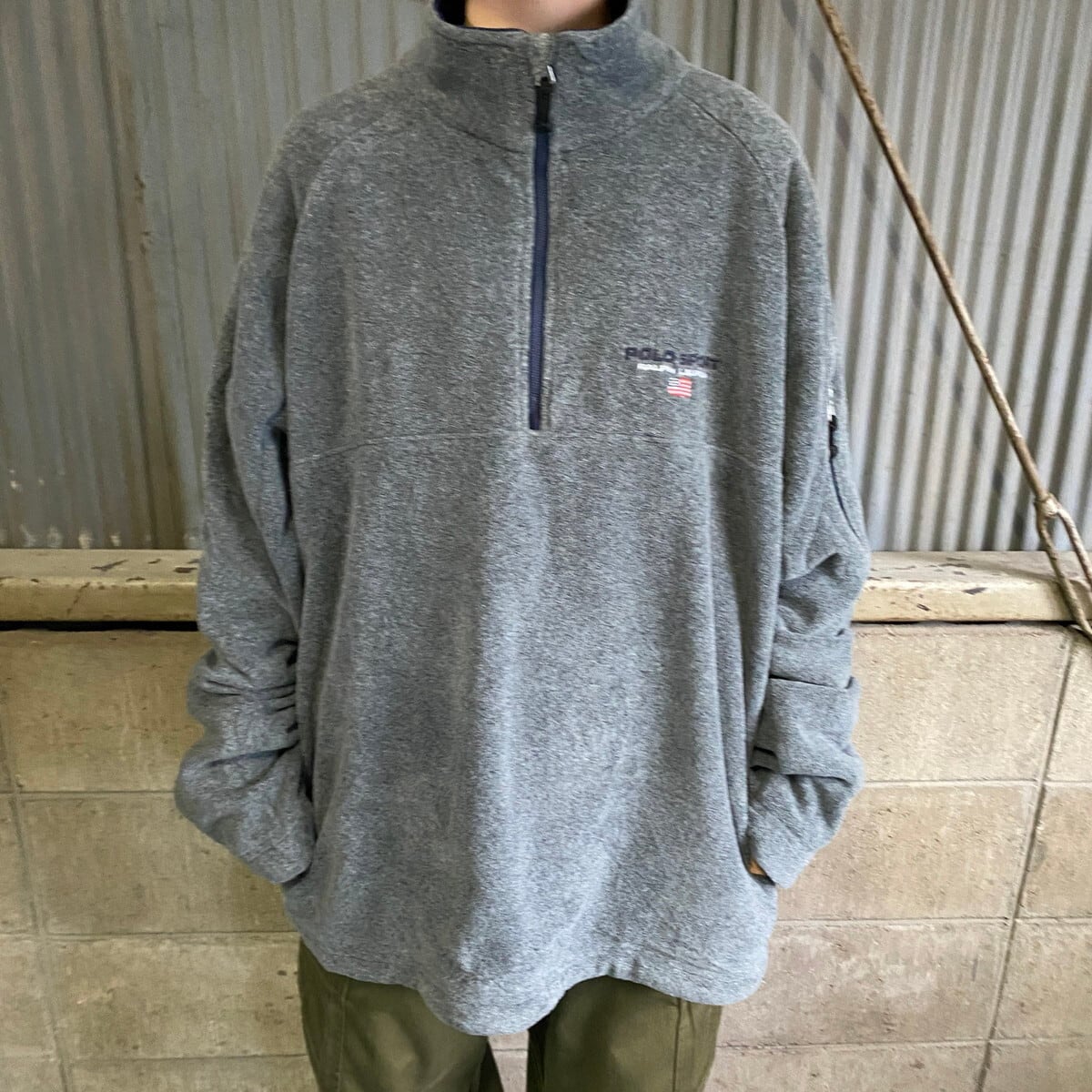 美品 90s POLO SPORT ポロスポーツ ハーフジップ フリース XL