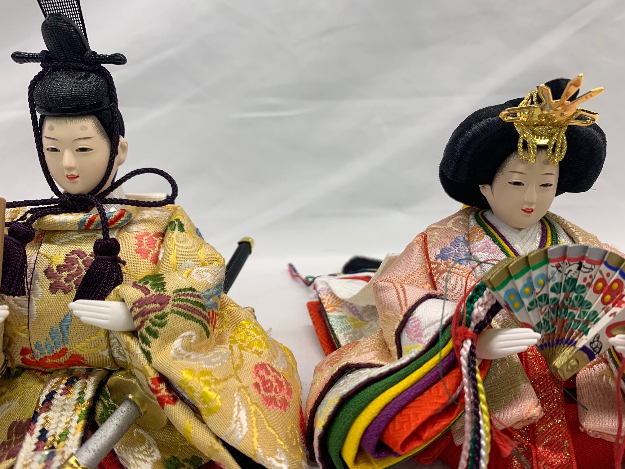 雛人形 京15番 親王 TN39 極上正絹 35cm リボン桜 収納箱 屏風付き S23