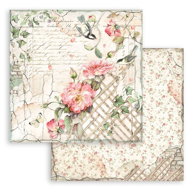 Stamperia Scrapbooking Small Pad 8インチ Double Faced - House of Roses　両面デザインペーパーパッド10枚入り　SBBS08【Stamperia（スタンぺリア）】[ST-133p]