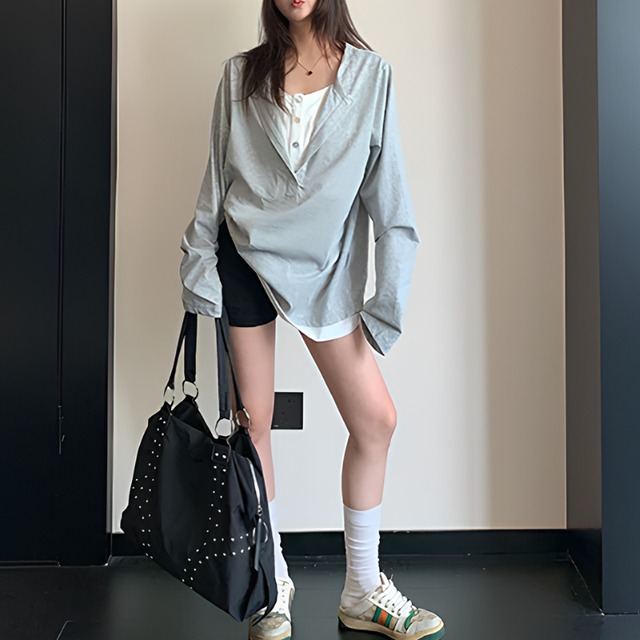 double-neck layered long tee　ダブルネックレイヤードロングティー　J2143