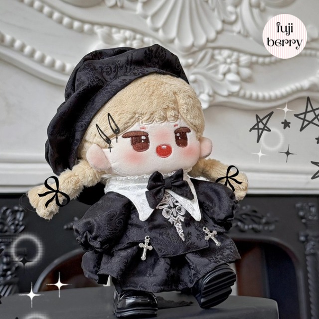 【20cmぬい服】ゴシックガイコツコーデ 着せ替えぬいぐるみ 棉花娃娃用お洋服｜fuji berry