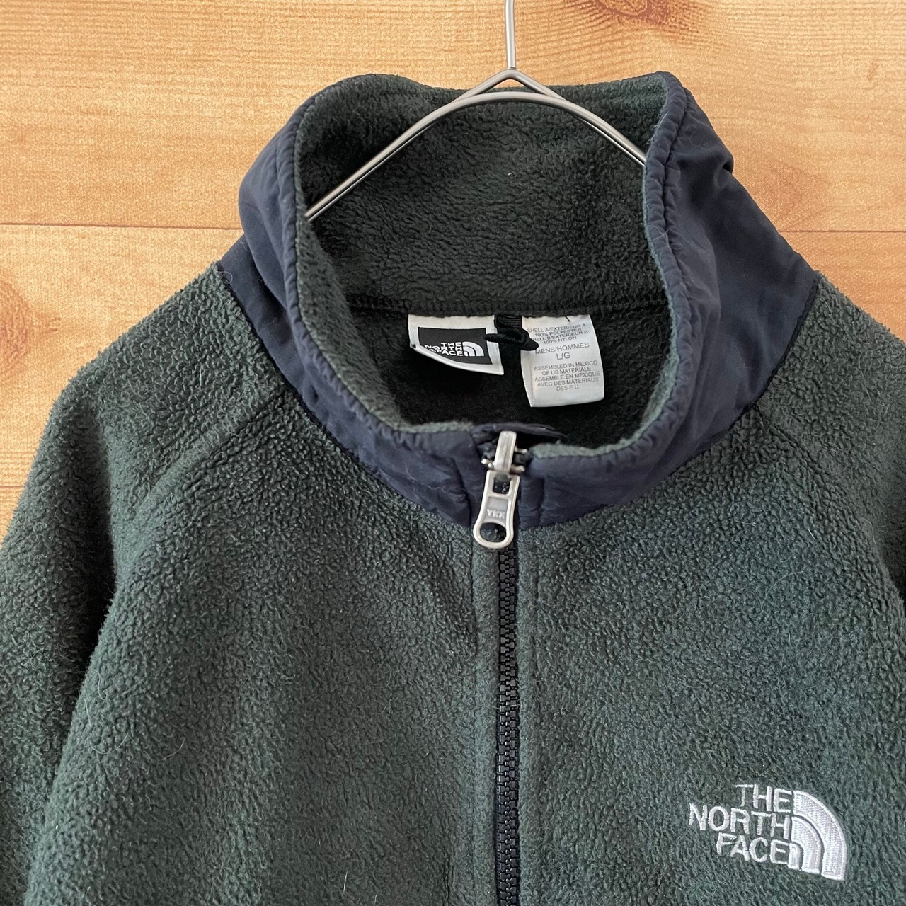 【THE NORTH FACE】フリースジャケット ブルゾン フルジップ カーキ ワンポイント 刺繍ロゴ ハーフドーム ノースフェイス L US古着
