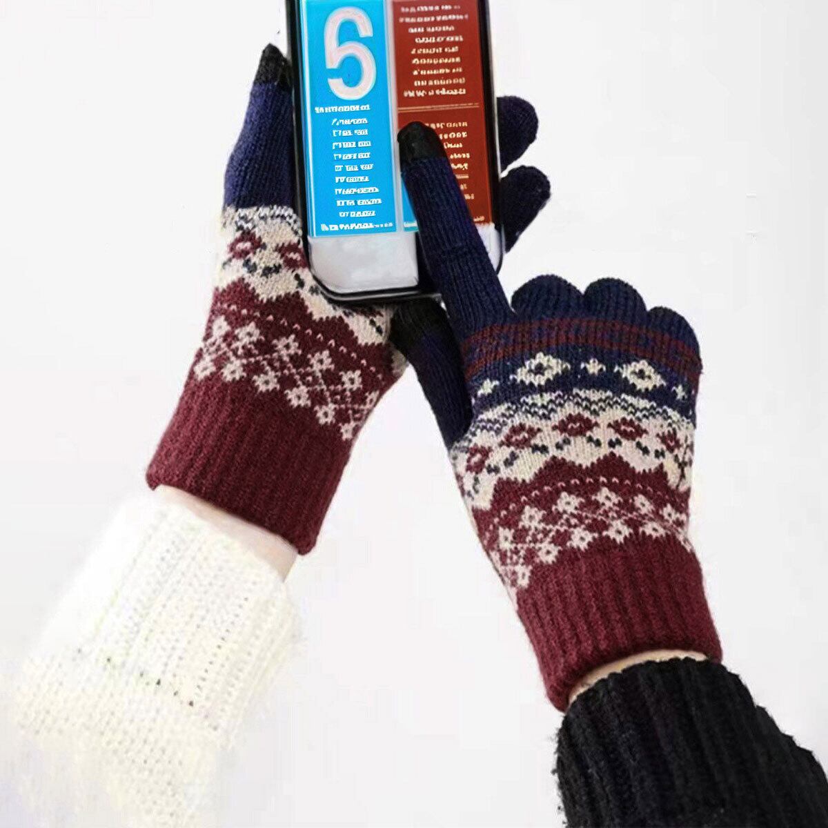 ジャガード ニット 手袋 北欧風 レディース 防寒 保温 暖かい 秋冬 裏起毛 きれいめ カジュアル 大人 かわいい おしゃれ スマホ対応 タッチパネル対応 大人可愛い 大人女子
