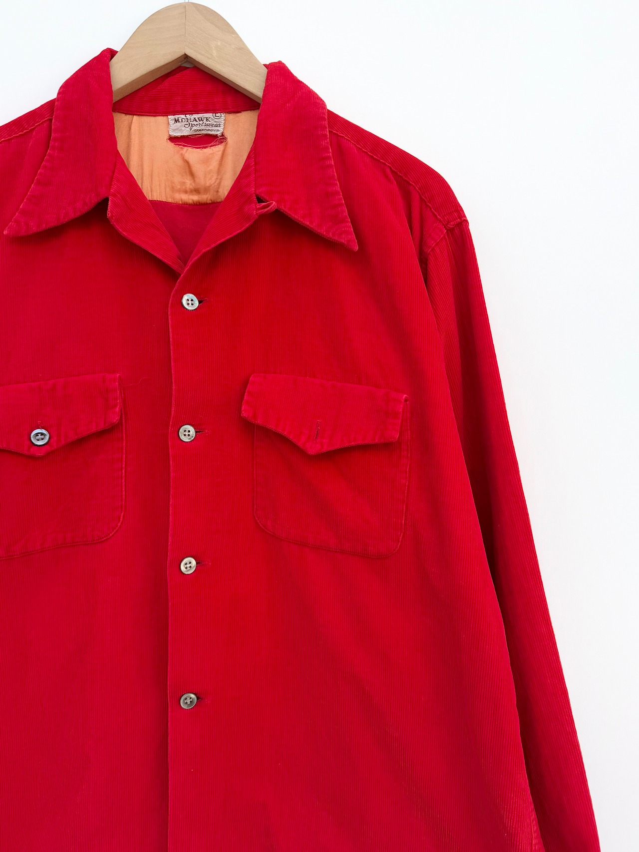 40s MOHAWK CORDUROY OPEN COLLAR SHIRT Size L