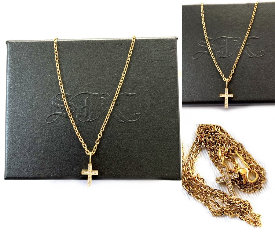 SJX　エスジェイエックス　 ダイヤモンド クロス チャーム　ネックレス 11ポイント　007カラット　イエローゴールド DIAMOND CROSS  CHARM　K18　YG　750　007ｃｔ | brand cross tokyo powered by BASE