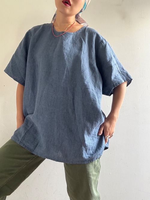 "Each Price Market" Dead Stock Vintage FLAX Linen Top