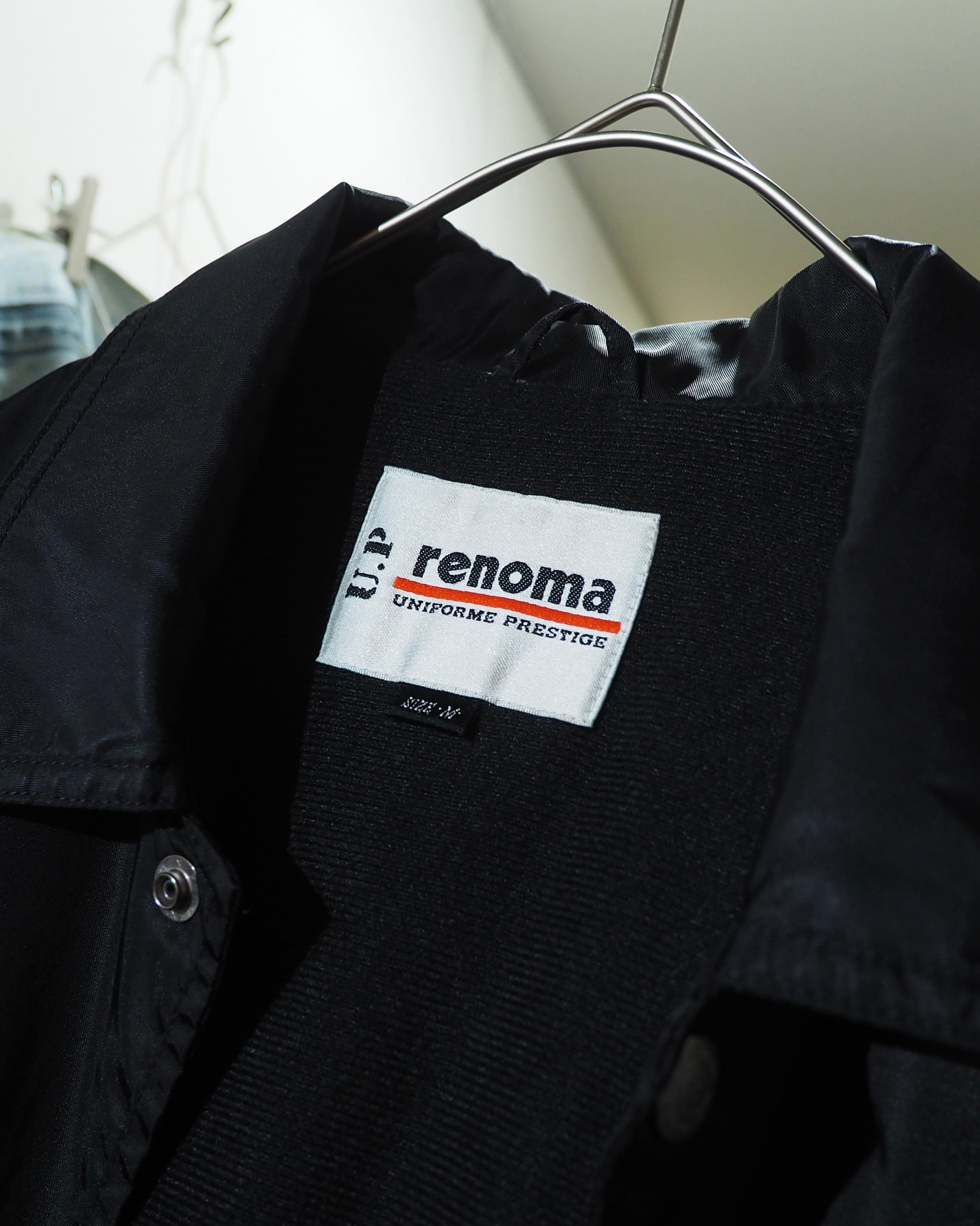1990s " U.P renoma " Black Shiny Logo Printed Vintage Nylon Coach Jacket