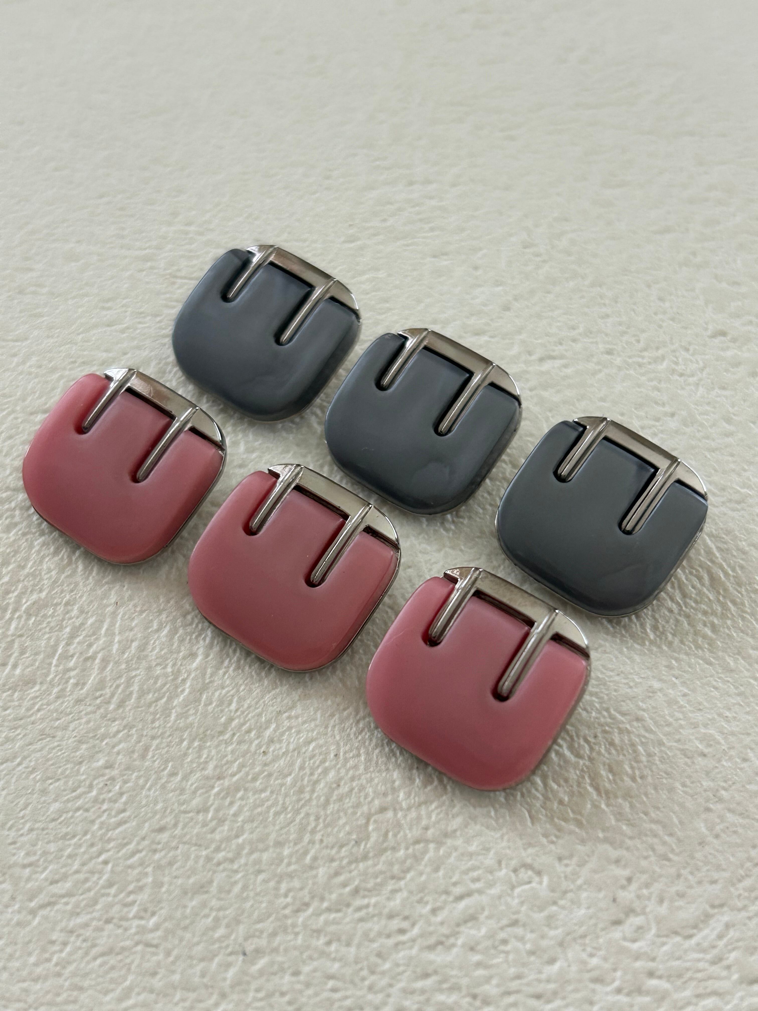 Japanese Vintageボタン レトロボタン カボション 15mm ピンク/グレー アクセサリーパーツ デコレーション材