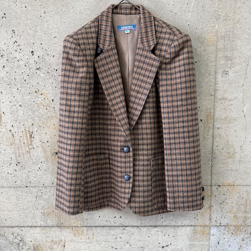 Blue buttoned checked tailored jacket