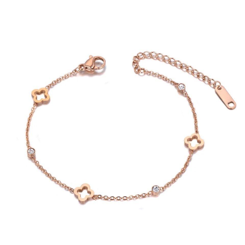 金アレ対応 Flower charm bracelet (0344)