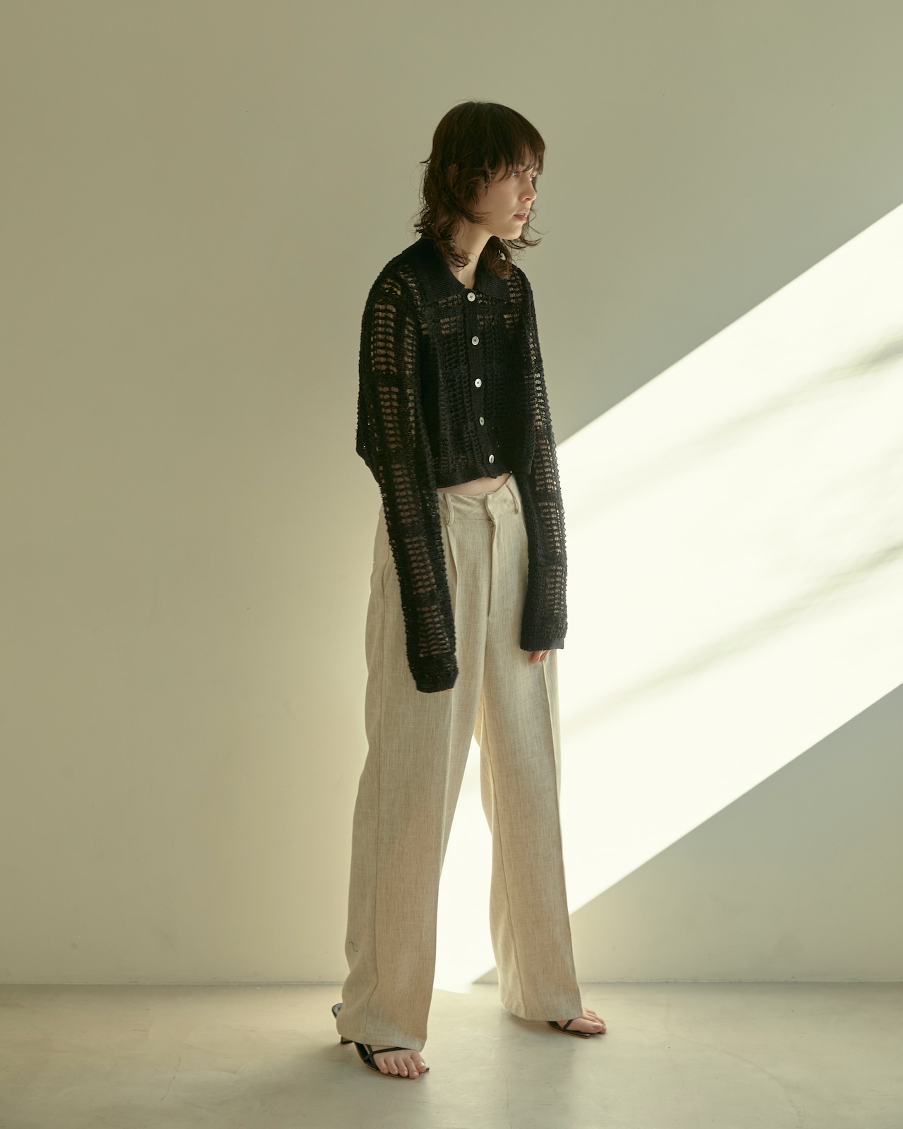 DU240523 mesh knit cardigan shirt【残り僅か】