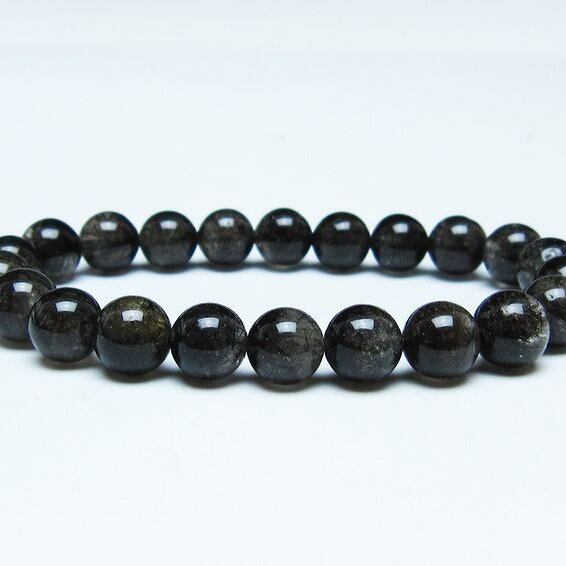 ブラックルチルクォーツ ブレスレット 9mm ブラックトルマリン トルマリネイテッドクォーツ 一点物 メール便可 [M便 1/10] 111-47088