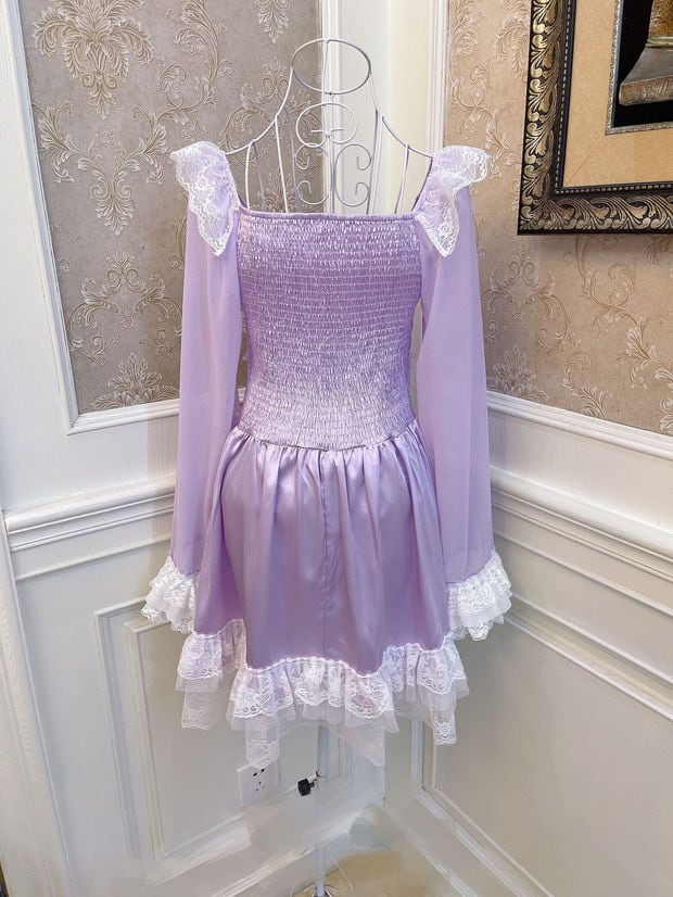 紫 パープル ワンピース ガーリー 姫 ロリータ リボン 衣装 | Pay ID